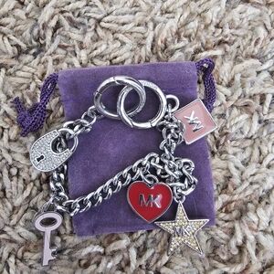 Michael Kors Silver and Red Purse Charm
